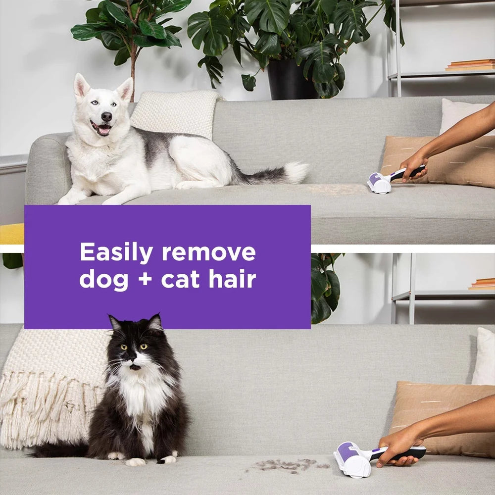 Reusable Pet Hair Remover Lint Roller Couches Car Seats Easy Empty Portable Tool with Comfortable Grip and Transparent Window